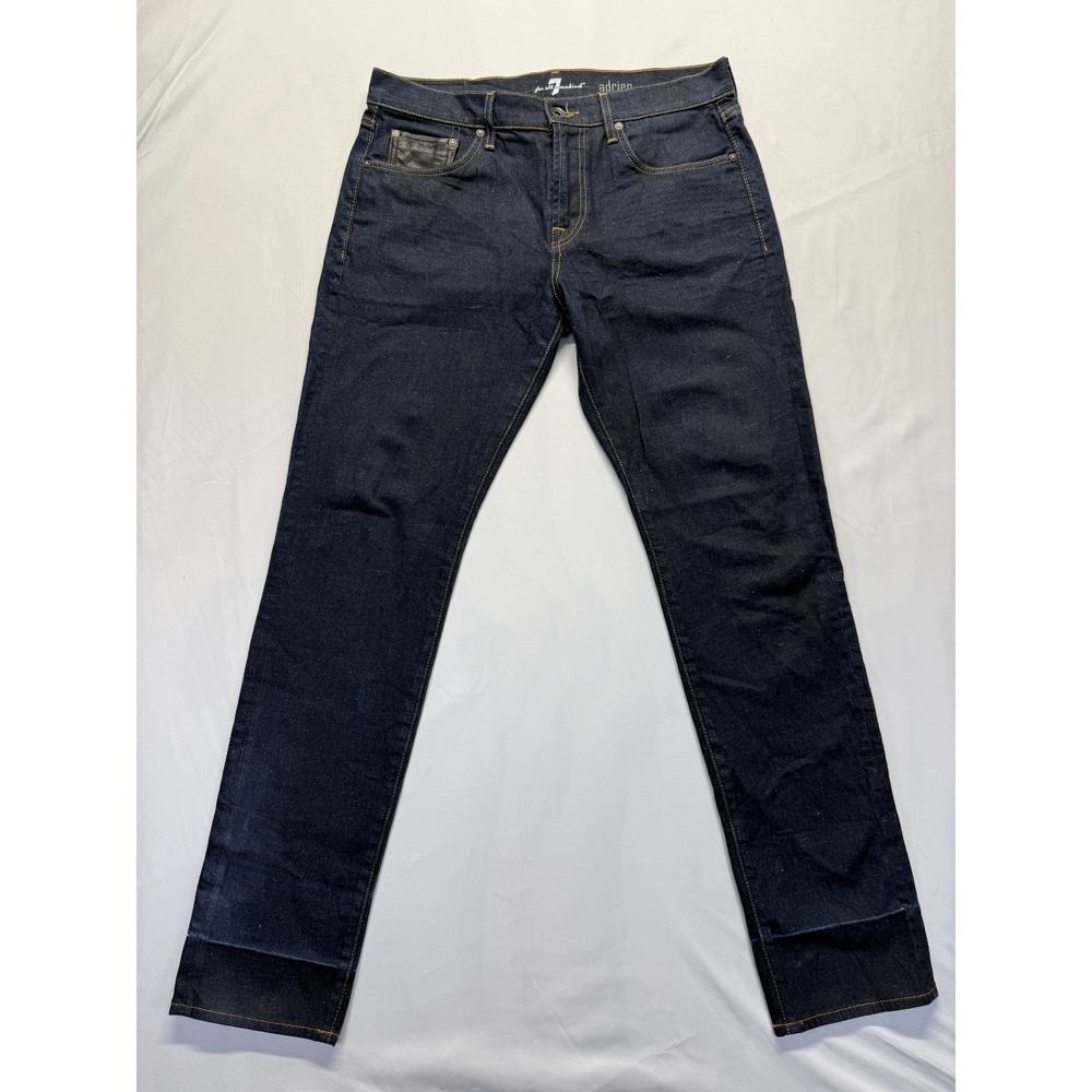 7 For All Mankind Austyn Jeans Mens 33 Blue Denim Cotton Low Rise Straight Leg